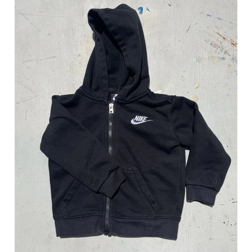 Baby Nike Hoodie Black Swish Logo 24 Months Street Check Casual Street Sports